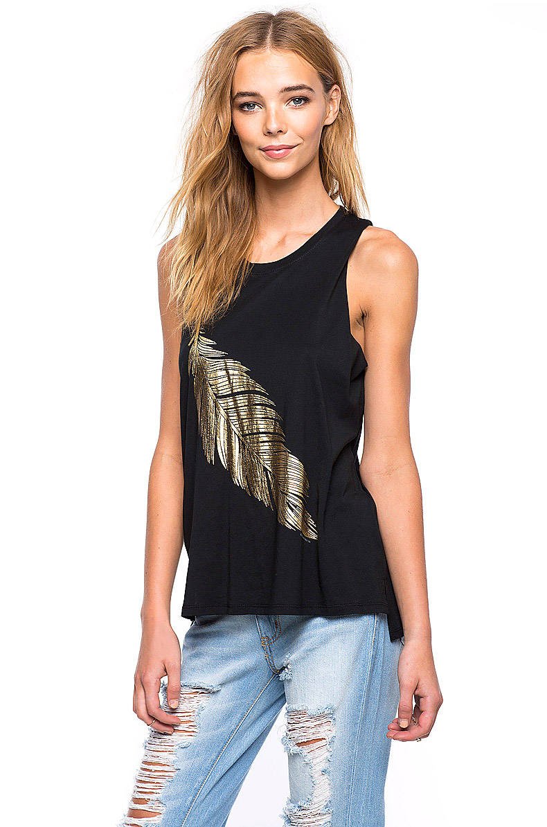 Kaos Tank Top U Can See Wanita Motif Feather Size L 